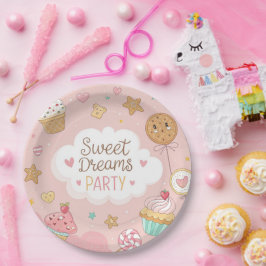 Sweet Dreams Feest – Mooie Pastelkleurige Dessert  Papieren Bordje