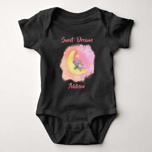 Sweet Dreams Girl Baby Elephant 2 Baby Bodysuit (Voorkant)