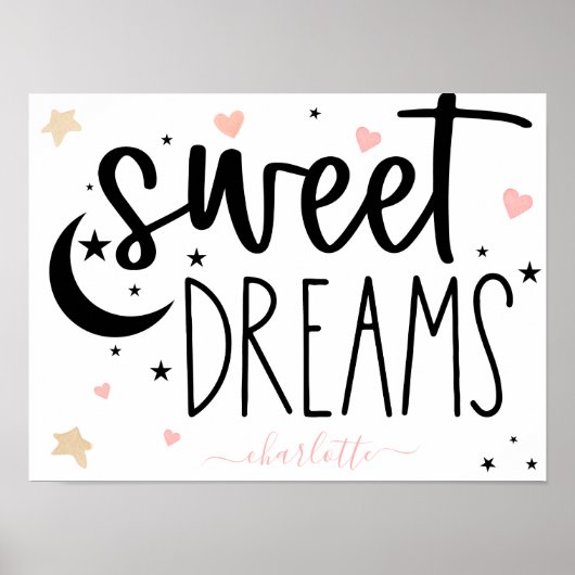 Sweet Dreams harst Stars Roze Meisje Poster (Voorkant)
