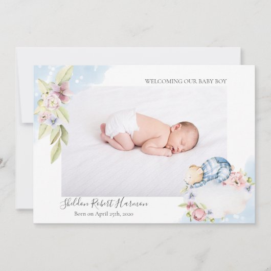 Sweet Dreams Jongen Geboorte Aankondiging (Voorkant)