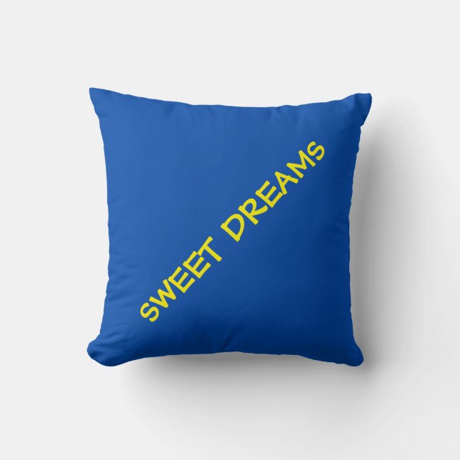 Sweet Dreams Kobalt Blauw Geel  Kussen (Voorkant)