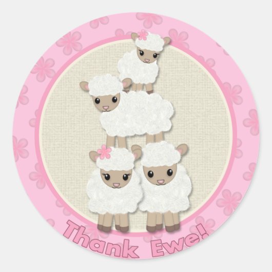 Sweet Dreams LAMB Baby shower SDK#4 Dank Ewe Ronde Sticker (Voorkant)