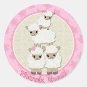 Sweet Dreams LAMB Baby shower SDK#4 Dankuwel Ronde Sticker