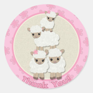 Sweet Dreams LAMB Baby shower SDK#4B BEDANKT U Ronde Sticker