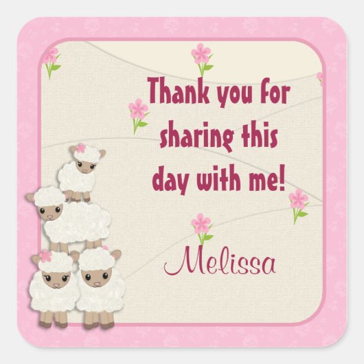 Sweet Dreams LAMB Baby shower vierkante sticker SD (Voorkant)