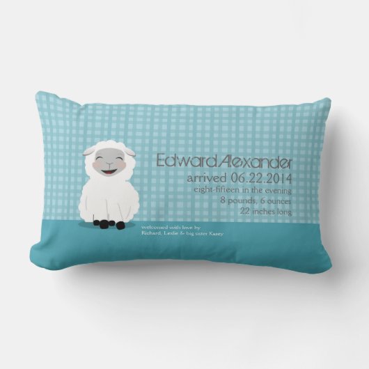 Sweet Dreams Lamb Blue Specialized Baby Pillow Kussen (Voorkant)