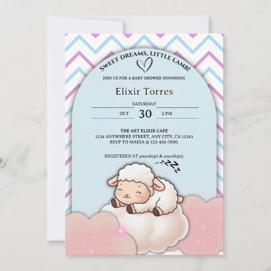 Sweet Dreams Little Lamb Schattige Kawaii Baby sho Kaart (Voorkant)