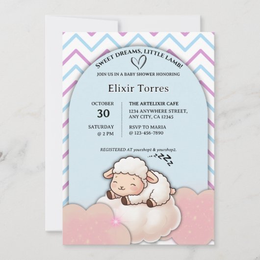 Sweet Dreams Little Lamb Schattige Kawaii Baby sho Kaart (Voorkant)