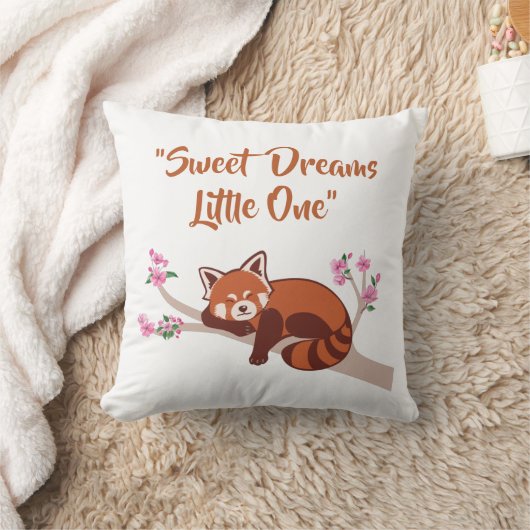 "Sweet Dreams Little One" Sleepy Red Panda White Kussen (Deken)