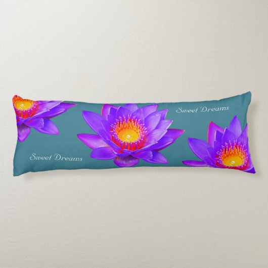 Sweet Dreams Lotus Flowers op Bluish Blauwgroen Lichaamskussen (Achterkant)