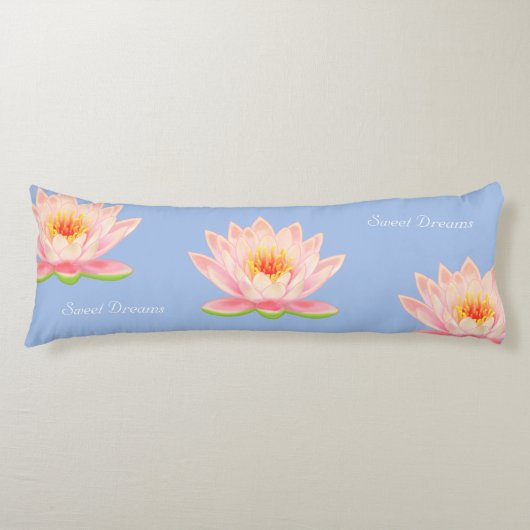 Sweet Dreams Lotus Flowers op Light Blue Lichaamskussen (Voorkant)