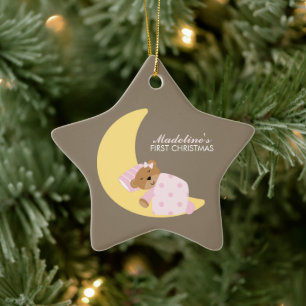 Sweet Dreams Lullaby Girl Baby's Eerste Kerstmis Keramisch Ornament