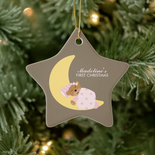Sweet Dreams Lullaby Girl Baby's Eerste Kerstmis Keramisch Ornament (Boom)