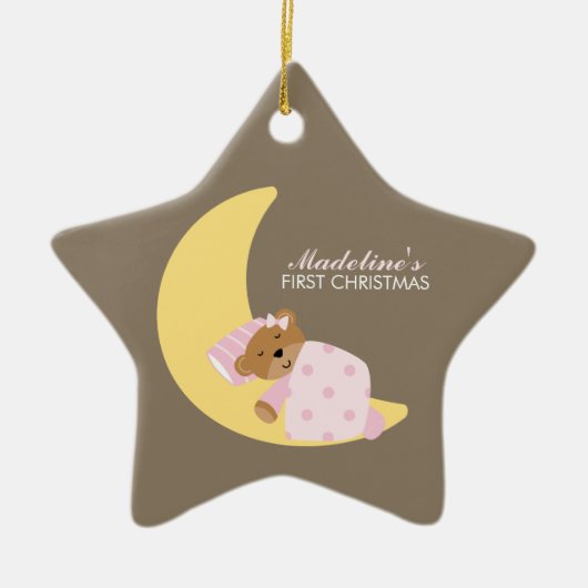 Sweet Dreams Lullaby Girl Baby's Eerste Kerstmis Keramisch Ornament (Voorkant)