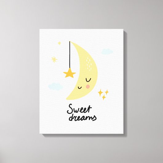 Sweet Dreams Moon & Stars Canvas Afdruk (Voorkant)