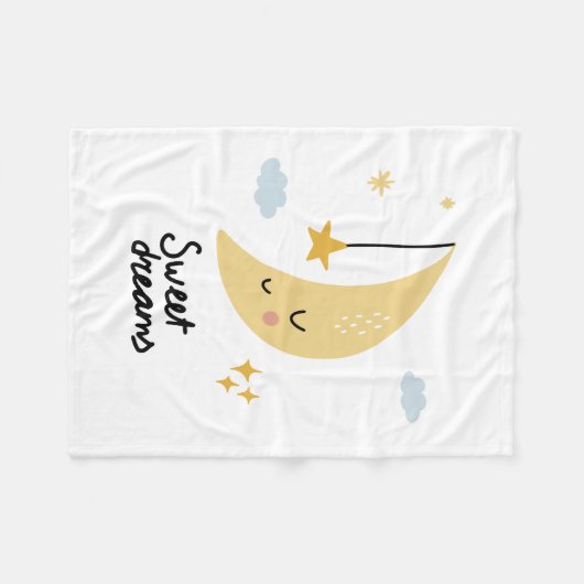 Sweet Dreams Moon & Stars Fleece Deken (Voorkant (Horizontaal))