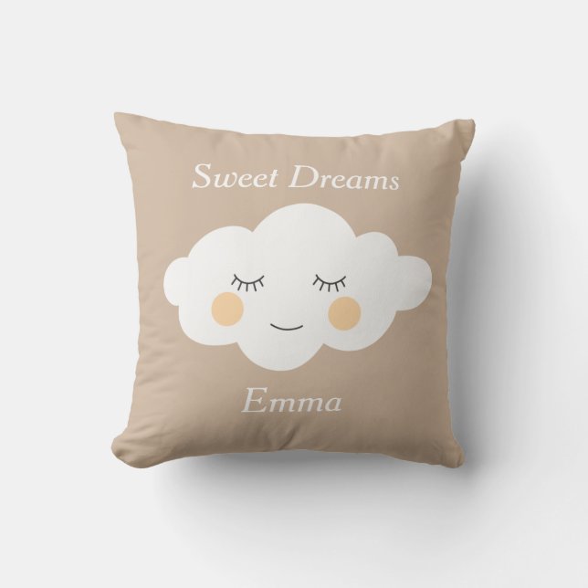 Sweet Dreams Name Sleepy Kawaii Cloud Pastel Kussen (Voorkant)