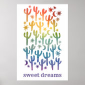 Sweet Dreams Night Desert Cactus Waterverf CUSTOM Poster (Voorkant)