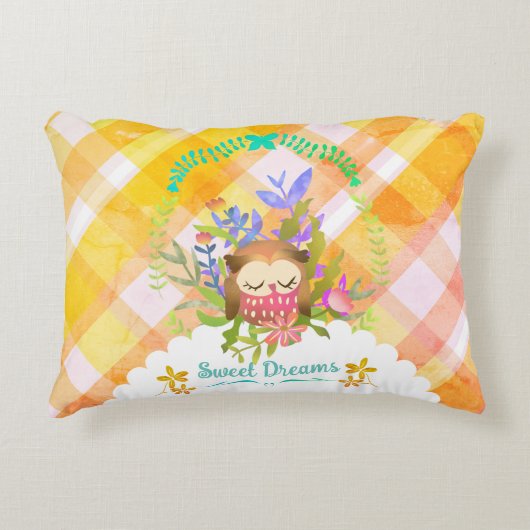 Sweet Dreams Owl Baby Blanket Accent Kussen (Voorkant)