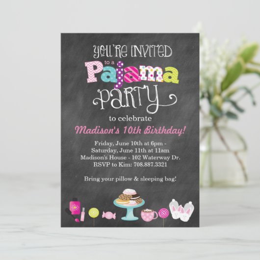 Sweet Dreams Panama Party Chalkboard Uitnodiging (Staand voorkant)