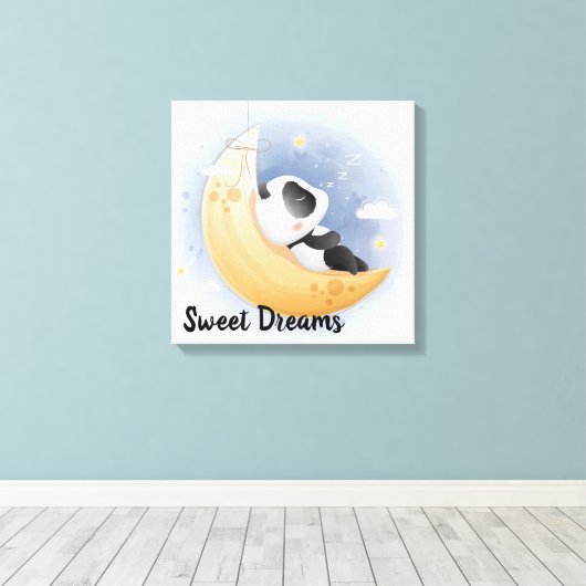 Sweet Dreams Panda Beer Canvas Print (Insitu (Houten vloer))