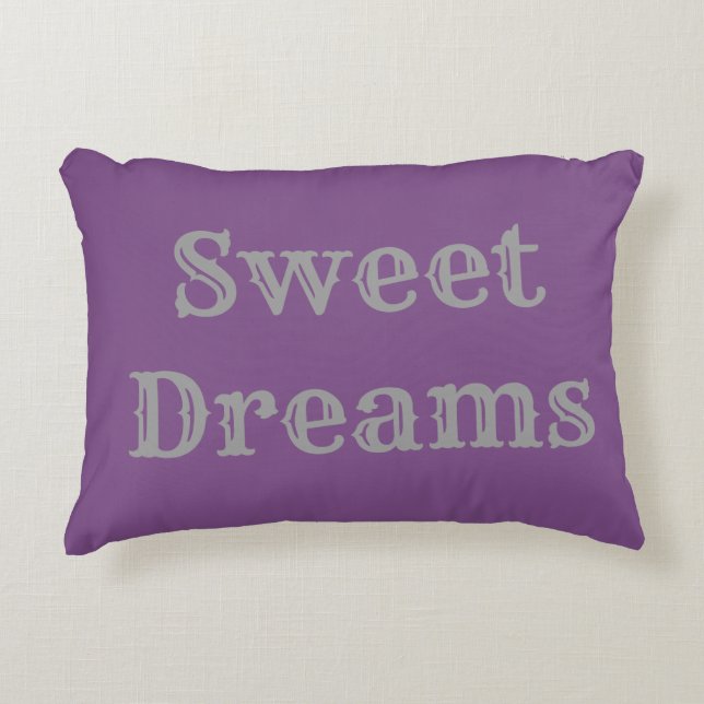 Sweet Dreams Pillow - Paars & grijs Decoratief Kussen (Voorkant)