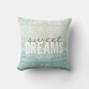 Sweet Dreams Pillow Quote op gespikkeld lichtblauw Kussen