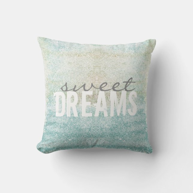Sweet Dreams Pillow Quote op gespikkeld lichtblauw Kussen (Voorkant)