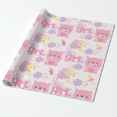 Sweet Dreams Pink It's a Girl Wolken & Maan Cadeaupapier (Uitgerold)