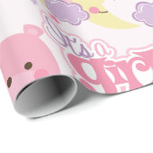 Sweet Dreams Pink It's a Girl Wolken & Maan Cadeaupapier (Rol Hoek)