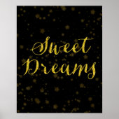 Sweet Dreams Quote Gold Faux Folie Star Achtergron Poster (Voorkant)