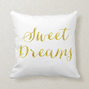 Sweet Dreams Quote Gold Faux Glitter Metallic Kussen