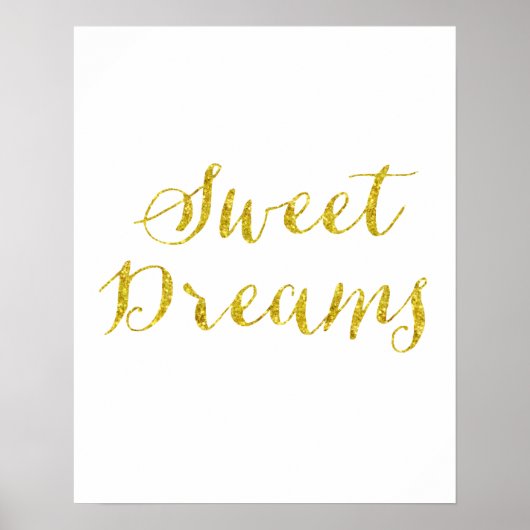 Sweet Dreams Quote Gold Faux Glitter Metallic Poster (Voorkant)