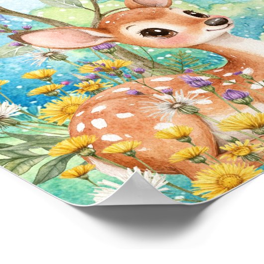 Sweet Dreams Rainbow Deer & Rabbit Nursery Poster (Hoek)