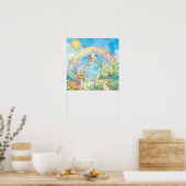 Sweet Dreams Rainbow Deer & Rabbit Nursery Poster (Keuken)