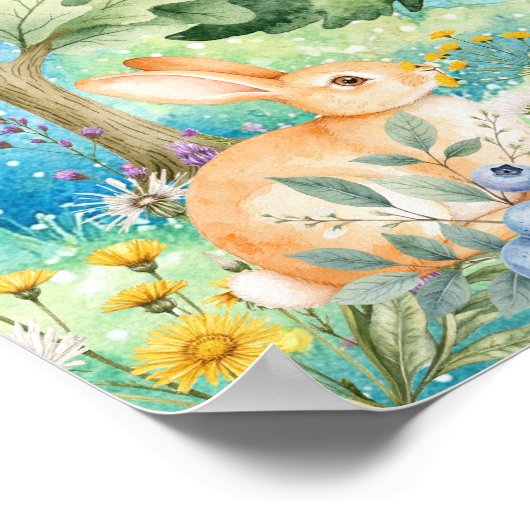 Sweet Dreams Rainbow Deer & Rabbits Nursery Poster (Hoek)