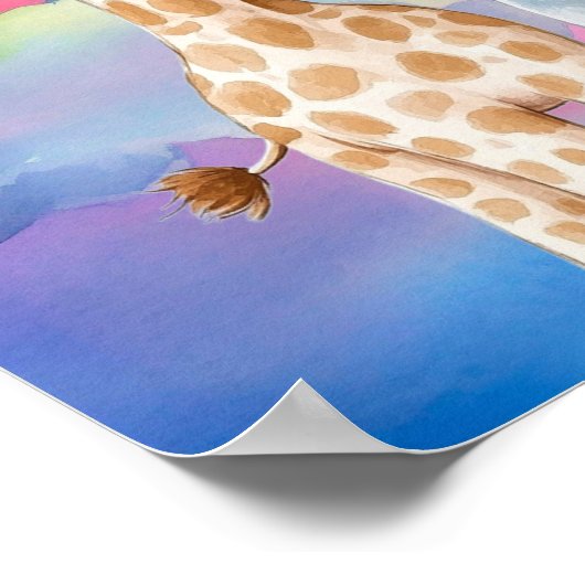 Sweet Dreams Rainbow Elephant & Giraffe Nursery  Poster (Hoek)