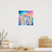 Sweet Dreams Rainbow Elephant & Giraffe Nursery  Poster (Keuken)