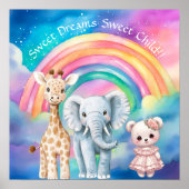 Sweet Dreams Rainbow Elephant & Giraffe Nursery  Poster (Voorkant)