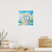 Sweet Dreams Rainbow Elephant & Giraffe Nursery  Poster (Keuken)