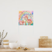 Sweet Dreams Rainbow Pink Dinosaurs Nursery  Poster (Keuken)