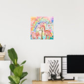 Sweet Dreams Rainbow Pink Dinosaurs Nursery  Poster (Thuiskantoor)