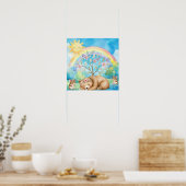 Sweet Dreams Rainbow Sleepy Bear & Mice Nursery  Poster (Keuken)