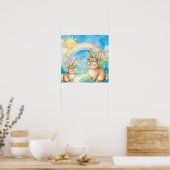 Sweet Dreams Rainbow Sleepy Rabbits Nursery  Poster (Keuken)