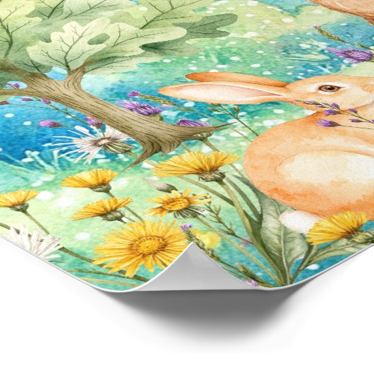 Sweet Dreams Rainbow Squirrel & Rabbits Nursery Poster (Hoek)