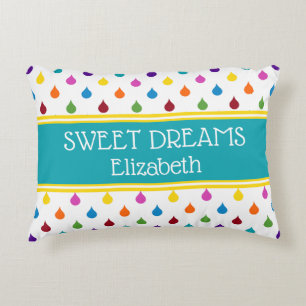 Sweet Dreams Regenboog regendruppels gepersonalise Accent Kussen
