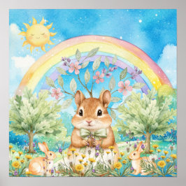 Sweet Dreams Regenboomeekhoorn & Konijnen Babykame Poster