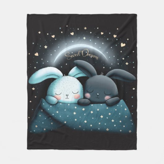 Sweet Dreams Schattige Design Bunny Fleece Deken (Voorkant)