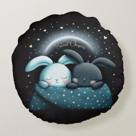 Sweet Dreams Schattige Design Bunny Rond Kussen (Achterkant)