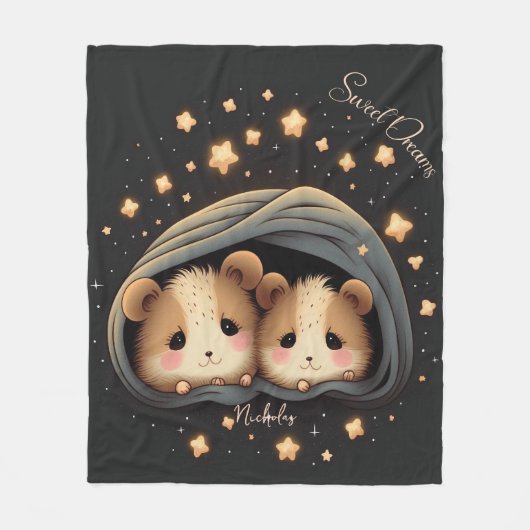 Sweet Dreams Schattige Design Hamster Gepersonalis Fleece Deken (Voorkant)
